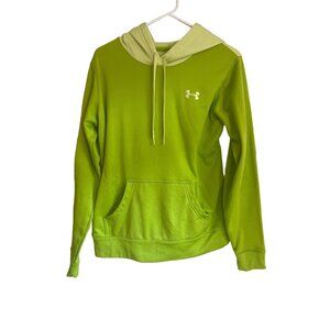 Under Armour Lime Green Pullover Hoodie With Drawstring Hood & Kangaroo Pocket S
